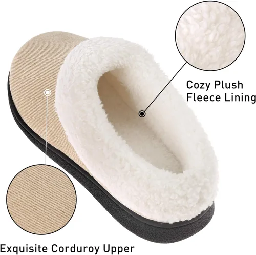 Vista 4 de VONMAY Pantuflas de casa mullidas para mujer, pantuflas de espuma viscoelástica con cuello de forro polar para interiores y exteriores