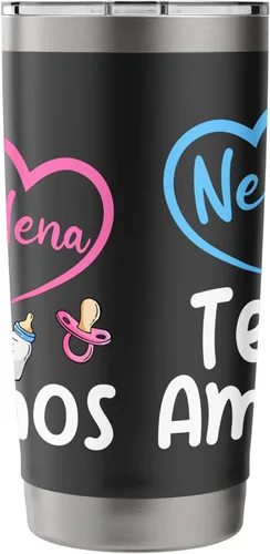 Vista 2 de Nene o Nena Te Amamos Spanish Mexican Gender Reveal - Vaso aislado de acero inoxidable a juego Negro