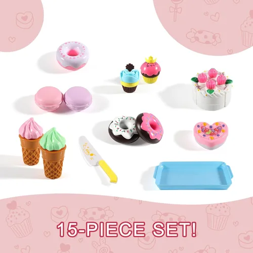 Vista 3 de Elitoky Juego de comida de postres para jugar - Comida para niños - Juego de comida para niños - Juego de simulación de corte de postres, pastel