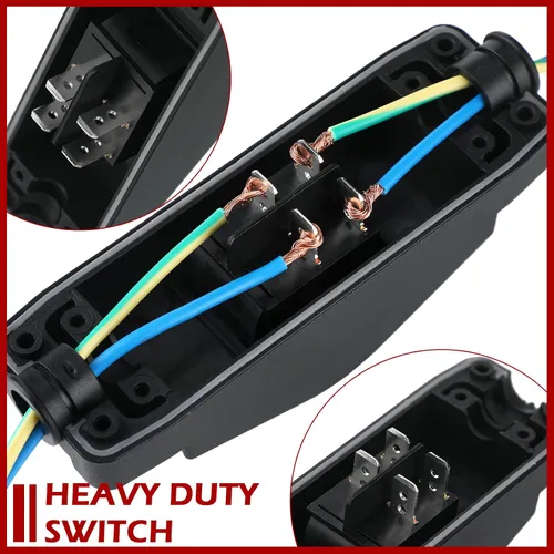 Vista 5 de Kingdder 2 interruptores de cable en línea impermeables CA/CC 12V-250V Interruptor de botón de alta resistencia basculante de alimentación eléctrica