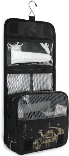 Vista 3 de Neceser colgante portátil cosmético maquillaje sacro noche niña en luna organizador de viaje para hombres y mujeres con gancho resistente, Patrón 1