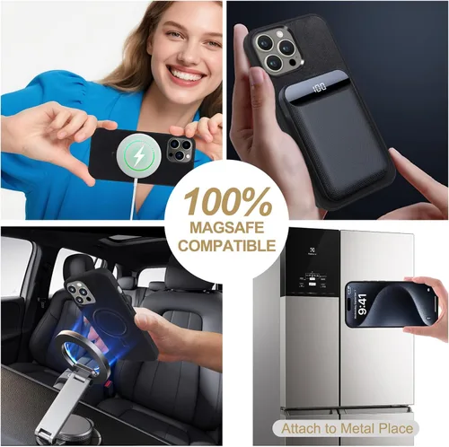 Vista 5 de Harryshell Funda compatible con iPhone 13 Pro Max de 6.7 pulgadas 2021, con múltiples cremalleras, funda magnética desmontable con ranuras para Negro