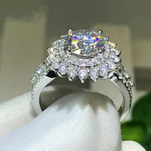 Vista 23 de Iumer - Anillo de zircón de dos piezas con incrustaciones de diamantes de imitación artificiales para mujer, talla 6-10.