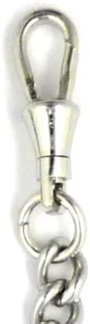 Vista 2 de Dueber Reloj de bolsillo de acero inoxidable cromado con cadena Albert con barra en T, Moderno