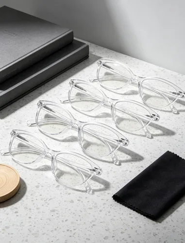 Vista 2 de HEEYYOK 0.50 Gafas de lectura para mujeres, 4 unidades, transparentes, diseño ojo de gato, para caras pequeñas, lentes de lectura flexibles