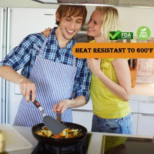 Vista 3 de Juego de 4 Espátulas Volteadoras de Silicona, Wiztoynia Espátulas de Cocina Resistentes al Calor 600°F para Utensilios de Cocina Antiadherentes
