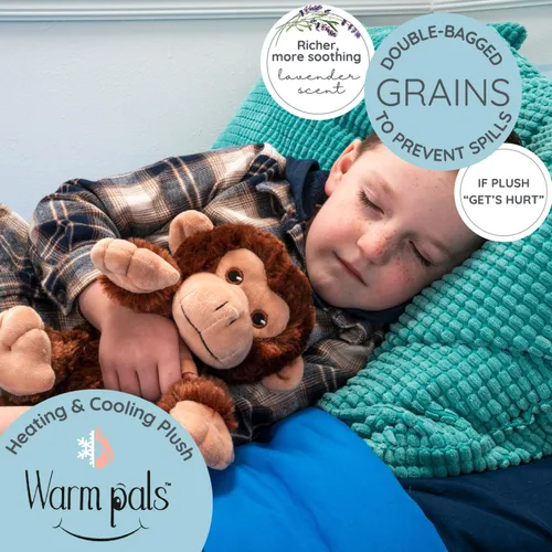 Vista 2 de Warm Pals Marvin the Monkey, Microwavable Weighted Plush, Heated for Warmth Marrón