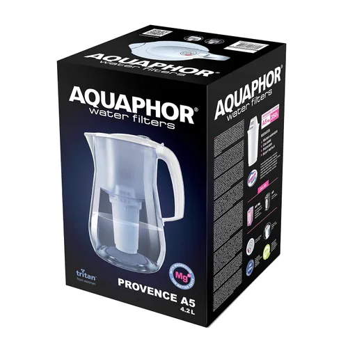 Vista 6 de AQUAPHOR Provence - Jarra de filtro de agua de 4,2 L, para reducción de cloro y otras impurezas, incluye 1 cartucho de filtro A5 con magnesio