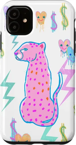 Vista 8 de iPhone 16 Preppy Art Cheetah, Pink Cheetah, Preppy Art Estética Funda