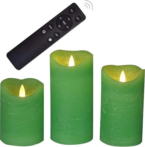 Vista 13 de CANDLE CHOICE Velas sin llama que cambian de color a pilas con temporizador remoto, cera real, parpadeante, eléctrica, multicolor, luces LED