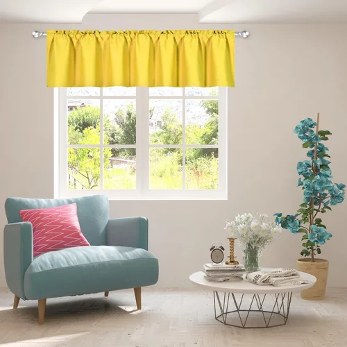 Vista 21 de DECOVSUN Cenefa morada para ventanas de 60 x 18 pulgadas, aislamiento térmico sólido, bolsillo para cortinero, cenefa corta para cocina, cenefa