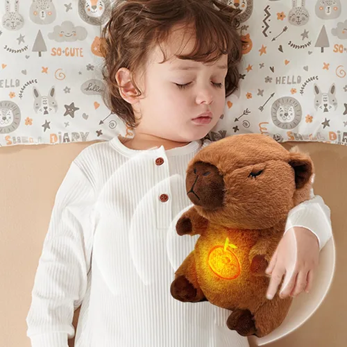 Vista 5 de Capybara - Animal de peluche que respira y alivia la ansiedad, con movimiento de respiración realista y luces musicales relajantes, peluches