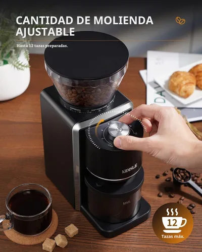 Vista 5 de KIDISLE Conical Burr Coffee Bean Grinder, 35 Settings, Anti-Static, Black