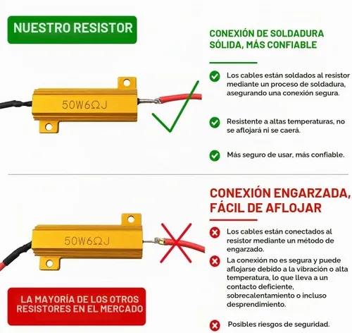 Vista 2 de Resistencias de carga de 6 ohm 50 W de 4 piezas de Aaron, para corregir el código de error de la señal de giro intermitente de la bombilla LED súper