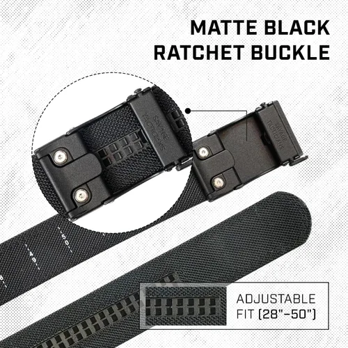 Vista 3 de Savage Tacticians EDC Ratchet Belt for Men - Tactical 1.5" Nylon Gun Belt - Matte Black Strap for Concealed Carry