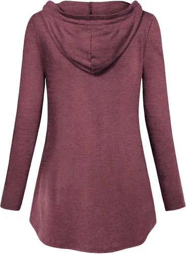 Vista 3 de QUINEE sudadera con capucha para mujer de manga larga a cuadros, bloque