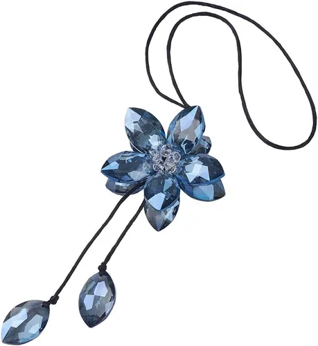 Vista 6 de Accesorio de pendiente decorativo, diseño de flor de cristal, para espejo retrovisor de vehículo, Azul