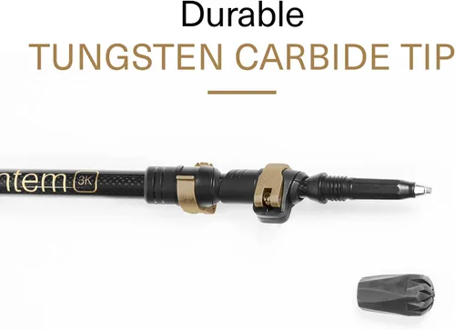 Vista 11 de Montem Bastones de senderismo de fibra de carbono – Bastones de senderismo ultraligeros 3K, plegables y ajustables con agarre de corcho, bastones