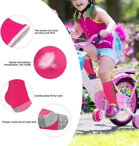 Vista 6 de ZEPOHCK Calcetines deportivos de fútbol para niños, 2 pares de calcetines hasta la rodilla para jóvenes y niñas para talla de zapato de 3 a 6.5