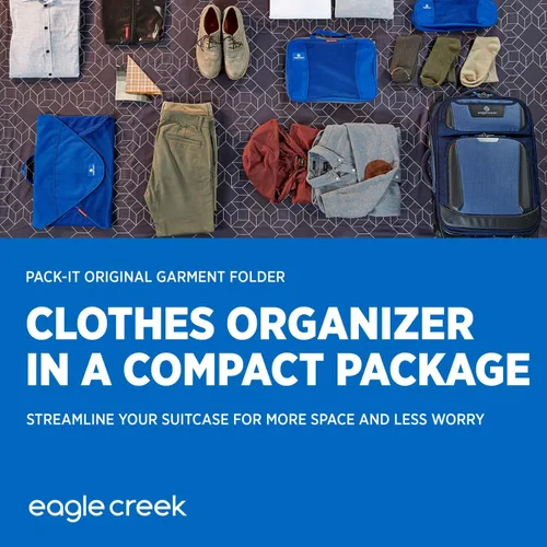 Vista 6 de Eagle Creek Pack-It - Carpeta original para ropa, bolsas de ropa perfectas para viajes, con tabla plegable sin arrugas y alas de compresión