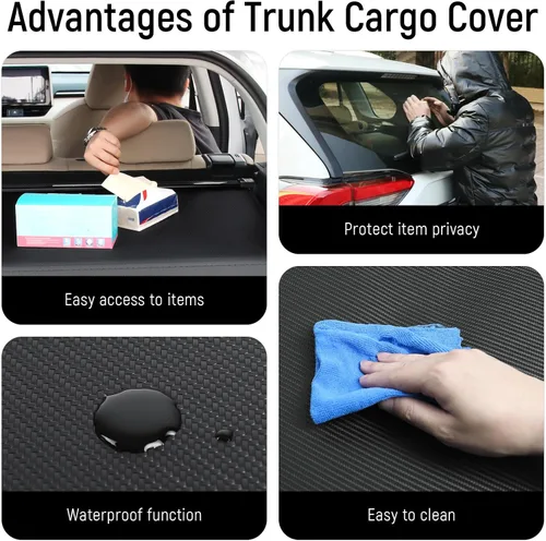 Vista 7 de Funda de carga compatible con Toyota RAV4 2018 2017 2016 2015 2014 2013 Accesorios de fibra de carbono textura retráctil maletero cubierta
