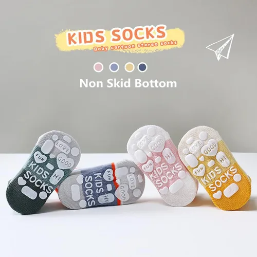 Vista 6 de Calcetines de agarre para bebé, antideslizantes, con agarres, unisex, para niña, niño, calcetines de tobillo para caminar