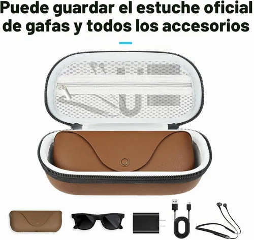 Vista 3 de sarlar Estuche rígido de transporte para Ray-Ban Meta Wayfarer/Skyler/Headliner Smart Glasses Funda de carga y todos los accesorios, impermeable