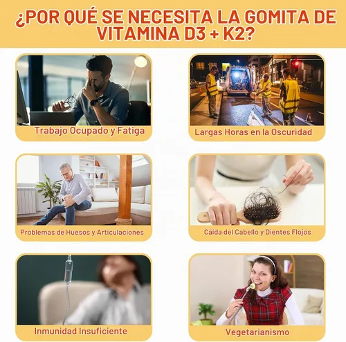 Vista 6 de Vitamina D3 5000IU+K2 (MK-7) 120mcg, Gomitas de vitamina D3 K2 amigables con GLP-1 Sugar Free with Vitamin B Complex -Methyl B12, B9, B6 Vit E &
