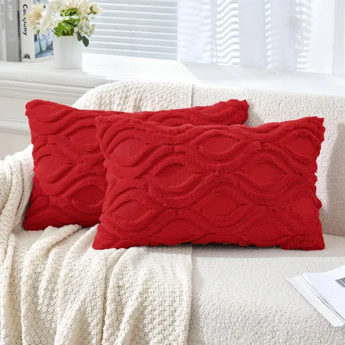 Vista 57 de MIULEE - Juego de 2 fundas de almohada de lana sintética suave y afelpada, fundas decorativas de estilo bohemio para sofá, sala de estar, cama, 16 x