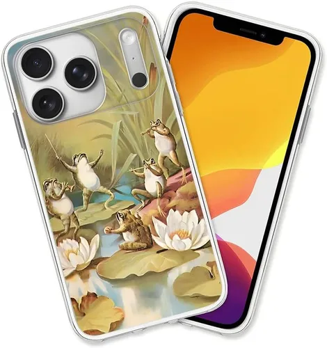Vista 22 de Diseño para iPhone 14 Pro Max, diseño de acuarela de perros, collage de Pug para iPhone, protección a prueba de golpes, funda transparente de TPU