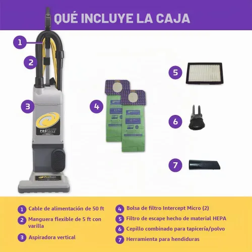 Vista 2 de Aspiradora Comercial ProForce 1200XP de Servicio Pesado de 12 Pulgadas con Doble Motor con Bolsa, Filtración ProLevel y Medios HEPA - Para