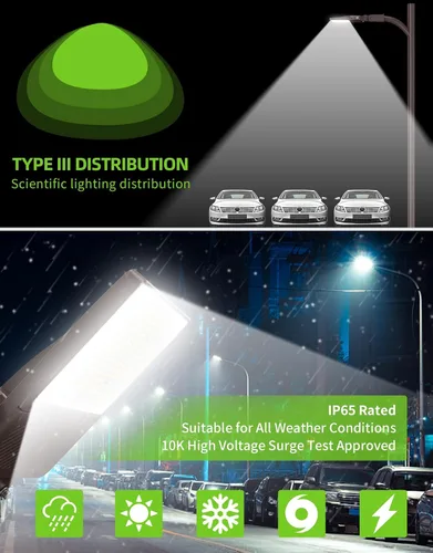 Vista 4 de Luz LED para estacionamiento con certificación UL, 150 W, 120 W, 90 W, ajustable, con fotocélula de 22500 lm, caja de zapatos, luces de inundación