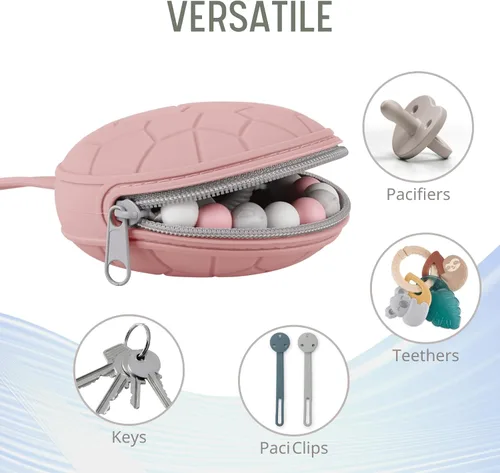 Vista 2 de Paquete de 2 fundas de silicona para chupón, silicona suave para bebés recién nacidos, para niños y niñas, estuche portátil de silicona para chupete