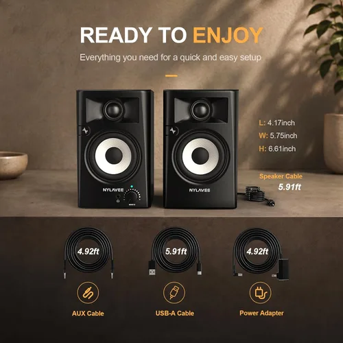 Vista 14 de Nylavee Altavoces de escritorio, Altavoces de computadora de alta resolución para PC de escritorio con LDAC