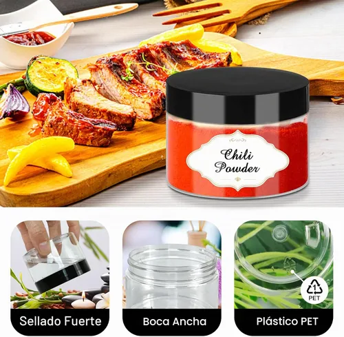 Vista 3 de PeacePeo Tarros de plástico con tapas, recipientes de slime de 4 onzas, 72 frascos de plástico transparente vacíos, recipientes de cosméticos