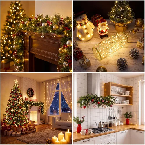 Vista 5 de Macarrie USB String Lights 33 ft 100 LED Fairy Lights Powered String for Christmas Indoor Outdoor Wedding Party Tree Home Festival Garden Black