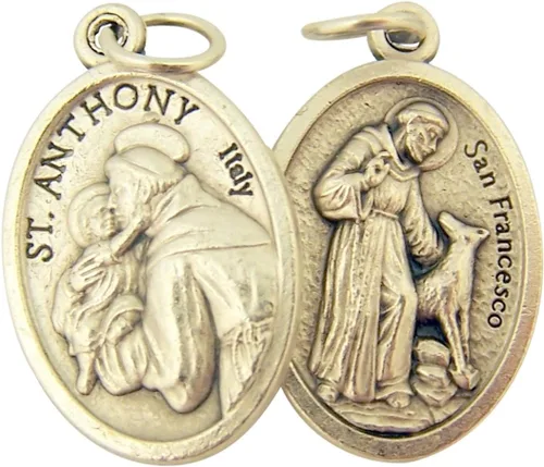 Vista 29 de Catholic Patron Saint Medals Base en tono plateado, 1 pulgada, juego de 2