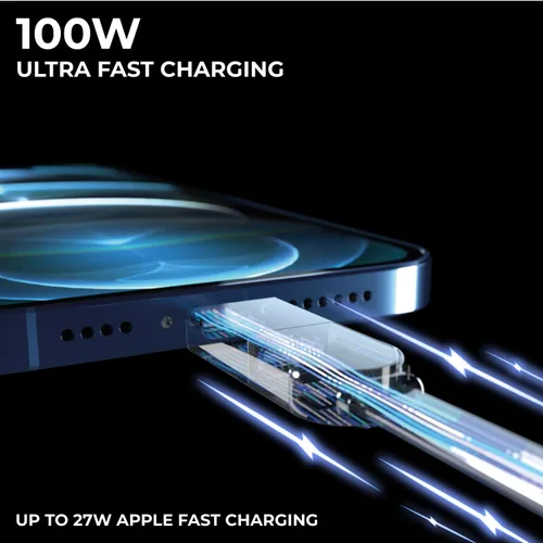 Vista 3 de Rolling Square inCharge X - Cable de carga USB C, cable Lightning para smartphone, cargador de cable universal 6 en 1, enchufe USB, negro, 100 W