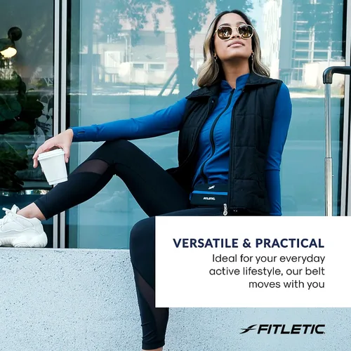 Vista 6 de Fitletic Riñonera Active Lifestyle y mini cinturón deportivo para correr para hombres y mujeres, ligero, de perfil bajo, bolsa de licra expandible