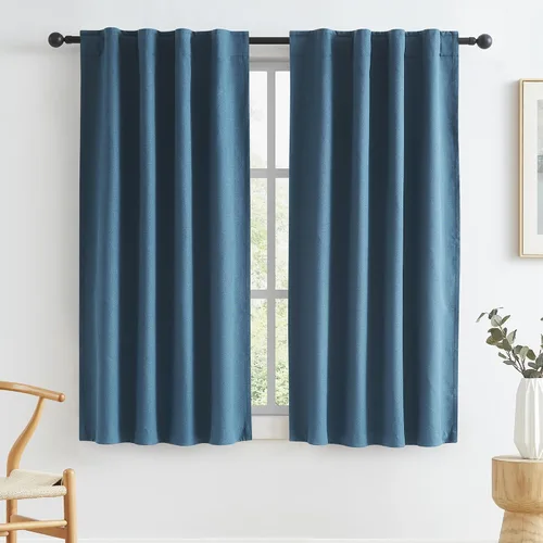 Vista 59 de KEQIAOSUOCAI - Cortinas opacas naturales de 108 pulgadas de largo, cortinas modernas con pestaña trasera, paneles plisados para sistema de cortina