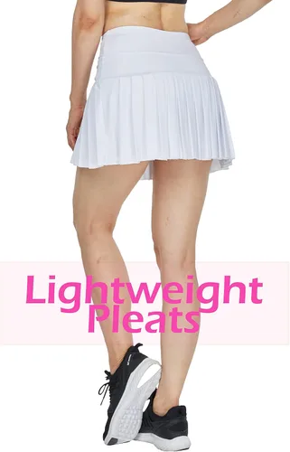 Vista 2 de HonourSex Falda de Tenis Plisada para Mujer, Faldas de Golf con Bolsillos, Falda con Pantalones Cortos para Entrenamiento, Deportes, Senderismo