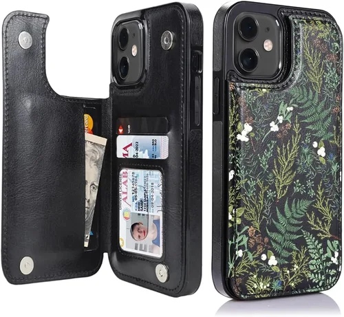 Vista 8 de uCOLOR - Funda tipo cartera para iPhone 11 con tarjetero y diseño de flores del desierto