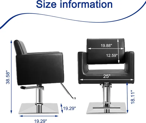 Vista 2 de Silla de peluquería para peluquería, capacidad de 330 libras, con bomba hidráulica resistente, equipo de belleza ajustable giratorio de 360°, Negro