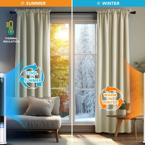 Vista 4 de Deconovo Cortinas opacas, aislamiento térmico, dobladillo para barra, reducción de ruido, certificado Oeko-TEX, cortinas de oscurecimiento