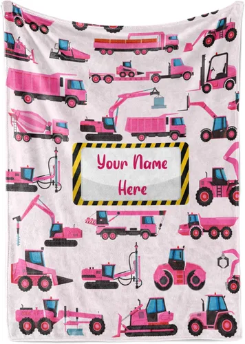 Vista 9 de Manta personalizada para camión, fabricada en Estados Unidos y enviada al día siguiente, diseño de excavadora de construcción de vellón suave