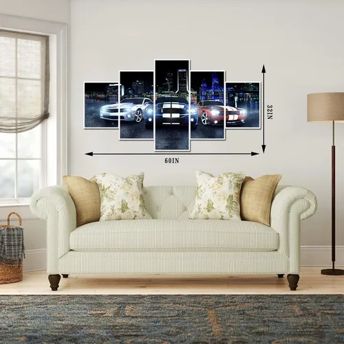 Vista 4 de Póster de automóvil deportivo, lienzo de automóvil deportivo americano para hombres, oficina, dormitorio, sala de estar, decoración de regalo