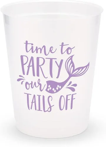 Vista 8 de WEDDINGSTAR Vasos personalizados de plástico esmerilado para fiestas, Aloha Beaches - Juego de 8
