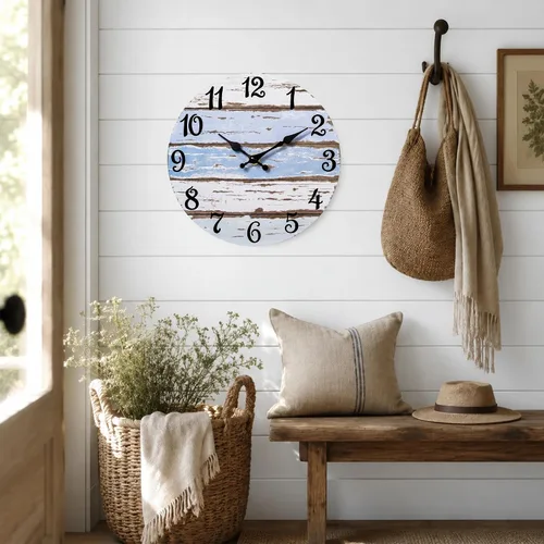 Vista 7 de 8 Inch Silent Wall Clock, Battery Operated, Blue White A-blue White