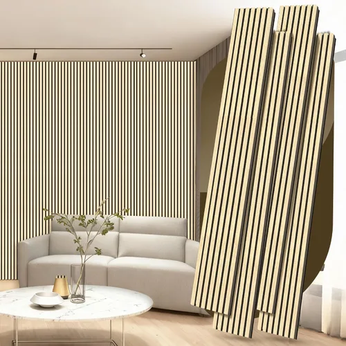 Vista 12 de RITOLLO Paneles de madera para pared de 4.92 x 7.68 pulgadas, paneles acústicos para decoración de pared interior, panel de absorción de sonido