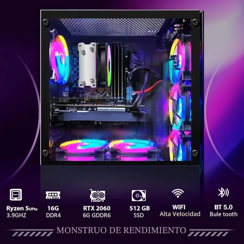 Vista 4 de STGAubron Escritorio para PC para juegos, R5 2600, RTX 2060 6G, 16G